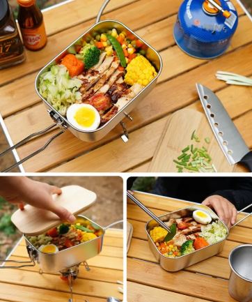 Bento de Acero Inoxidable con Tapa de Bambú