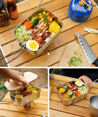 Bento de Acero Inoxidable con Tapa de Bambú