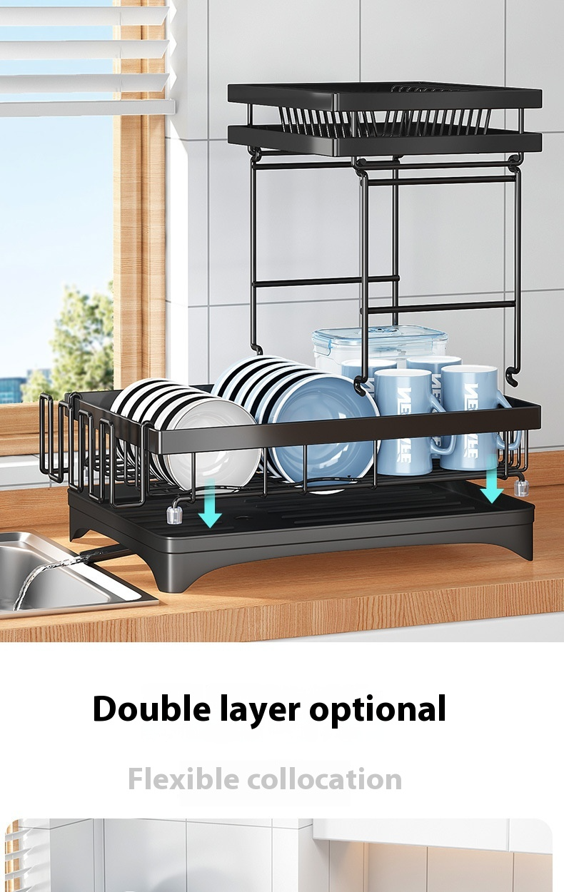 Escurreplatos de Acero con Soporte para Tazas