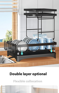 Escurreplatos de Acero con Soporte para Tazas