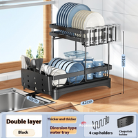 Escurreplatos de Acero con Soporte para Tazas