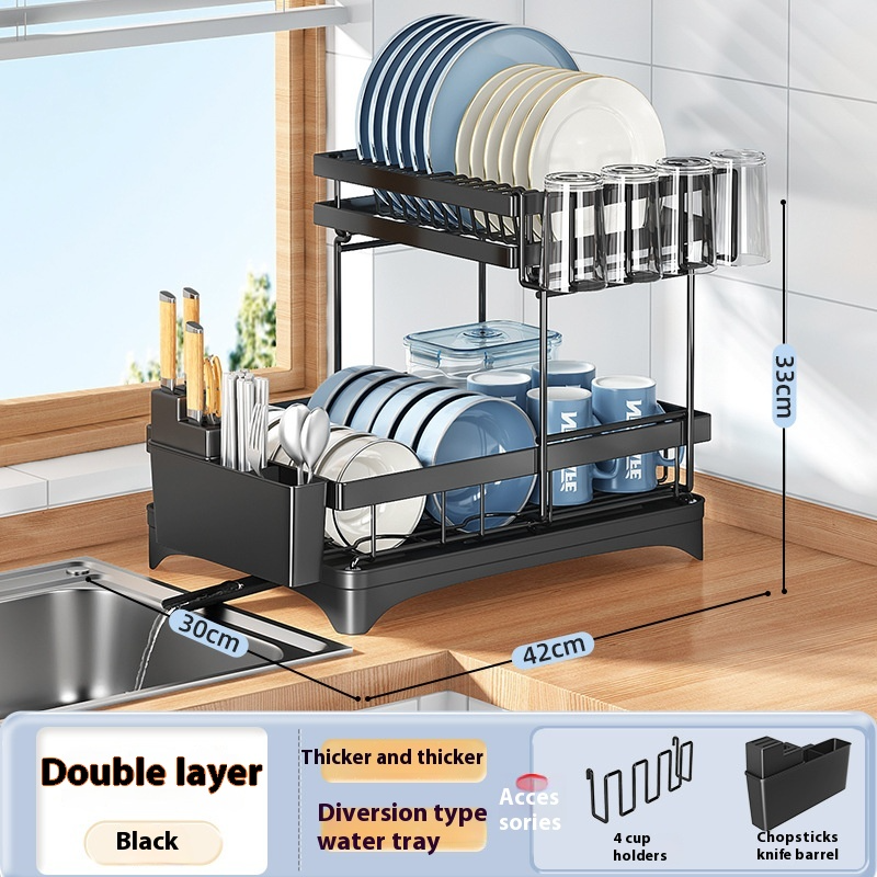 Escurreplatos de Acero con Soporte para Tazas