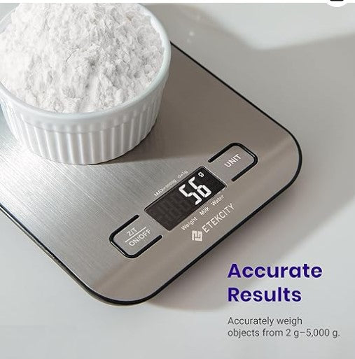Báscula de Cocina de Acero Inoxidable Recargable