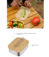 Bento de Acero Inoxidable con Tapa de Bambú