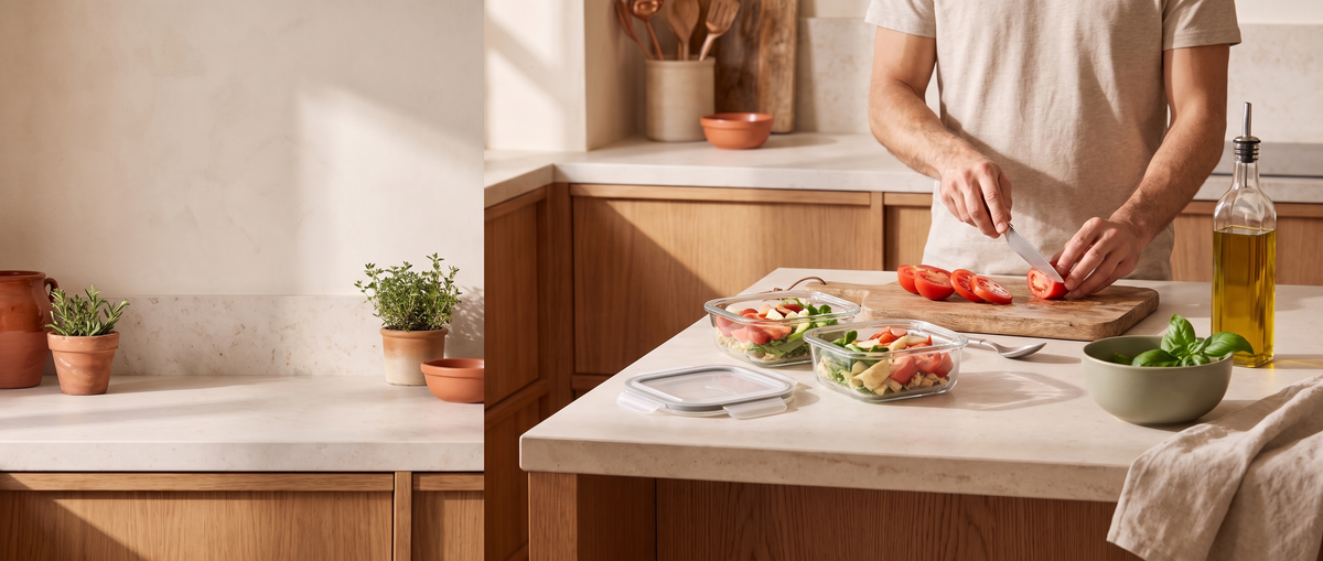 Preparación de comidas para la vuelta a la rutina en una cocina cálida