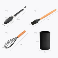 Set de 12 Utensilios de Silicona con Mango de Madera