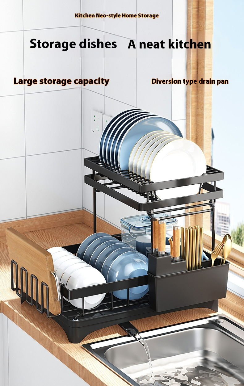 Escurreplatos de Acero con Soporte para Tazas